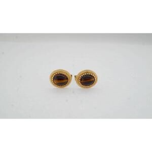 14k Yellow Gold Estate Cufflinks with Tiger's Eye - Appraised at $1800